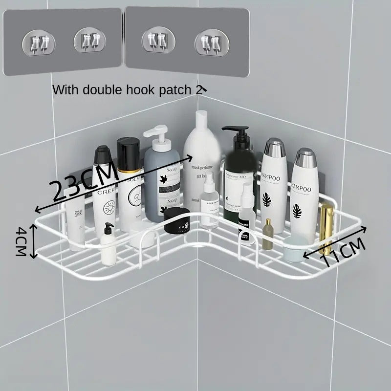 No-Drill Bathroom Corner Storage Rack