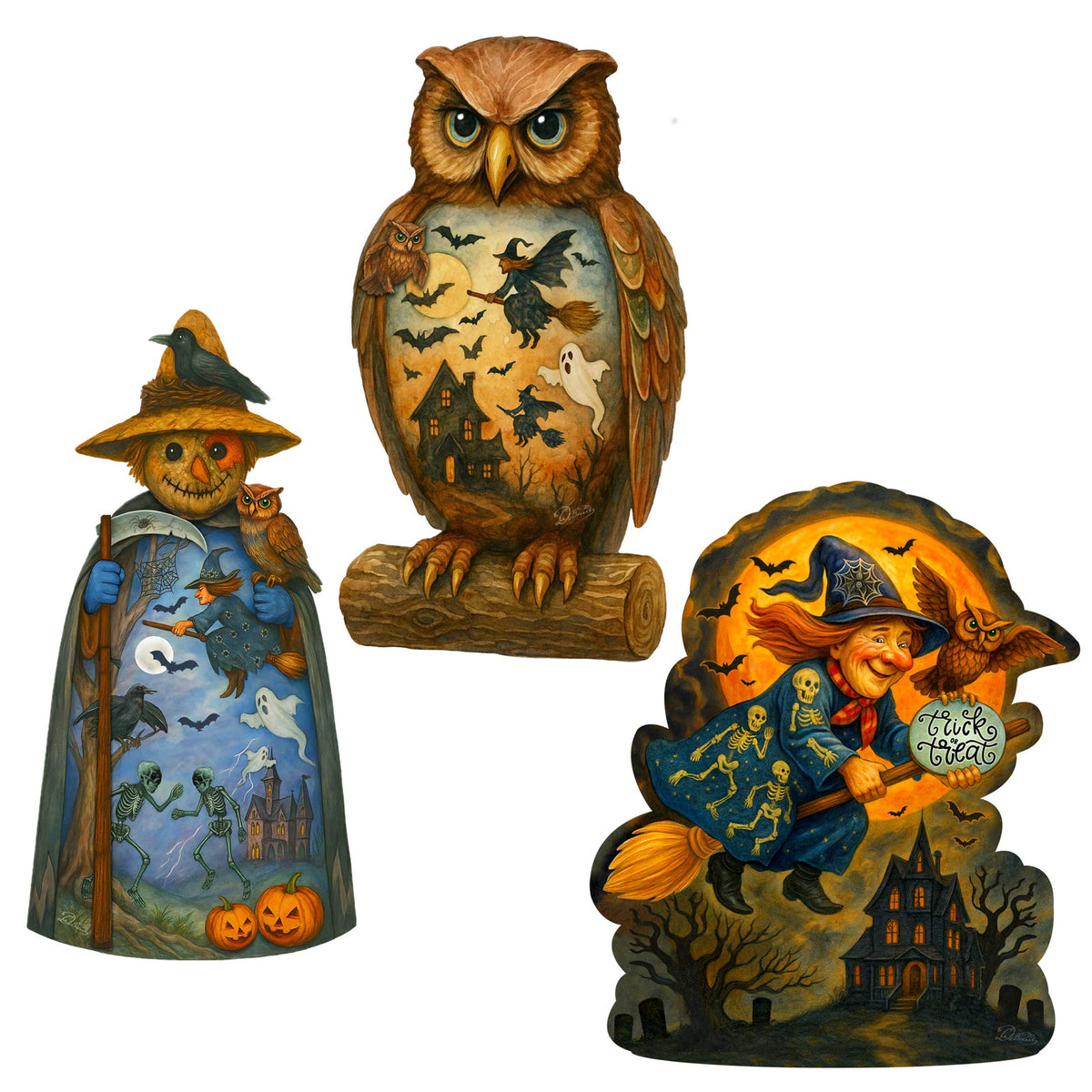 Halloween Eco-Wood Clip-On Ornaments – Set of 3
