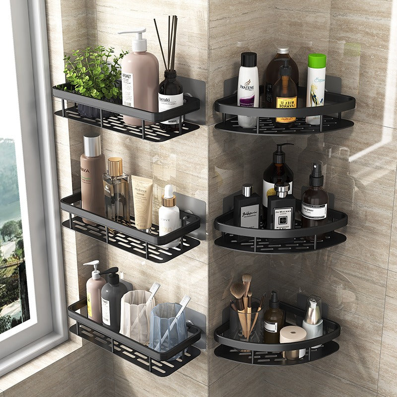 Black Aluminum No-Drill Corner Shelf