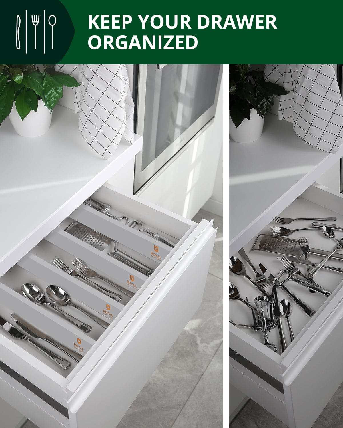 Adjustable Bamboo Drawer Dividers – Gray, 4-Pack