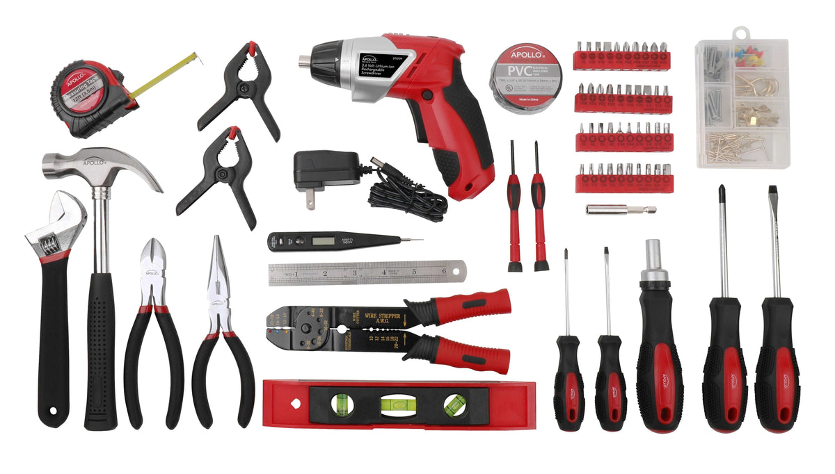 Apollo 161-Piece Home Tool Kit with Cordless Screwdriver