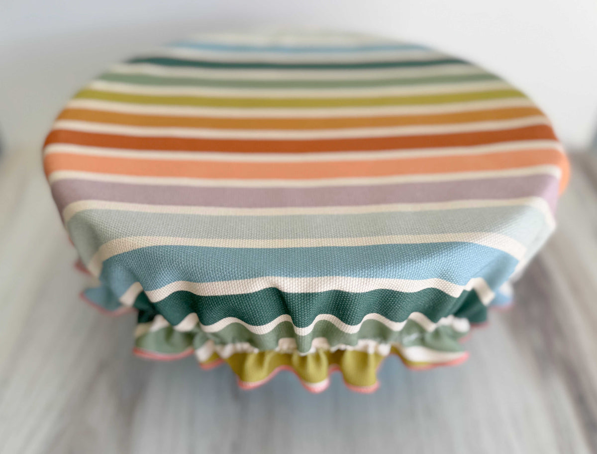 Striped Cotton Canvas Bowl Cover — Fits 12–14 in Bowls