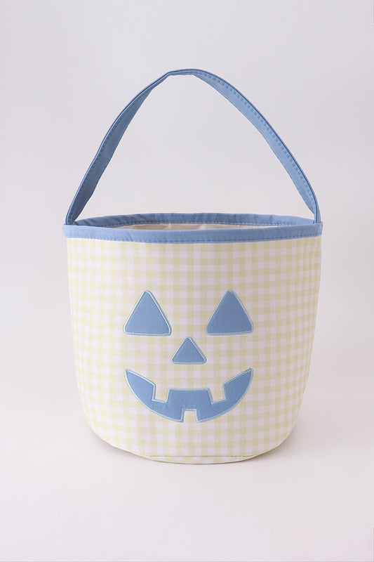 Yellow Pumpkin Gingham Storage Basket