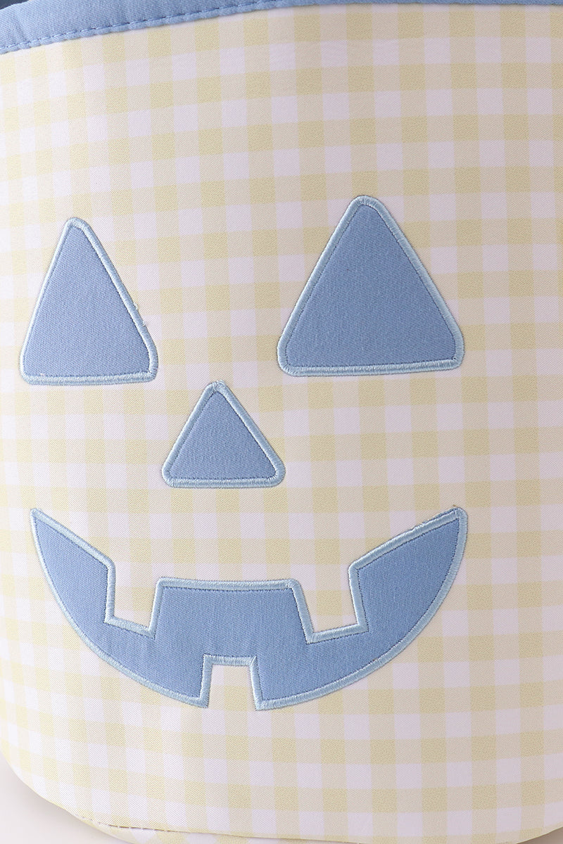 Yellow Pumpkin Gingham Storage Basket