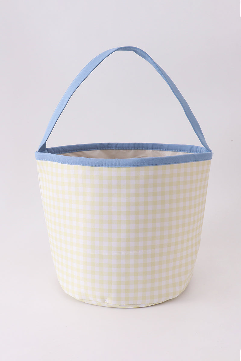 Yellow Pumpkin Gingham Storage Basket