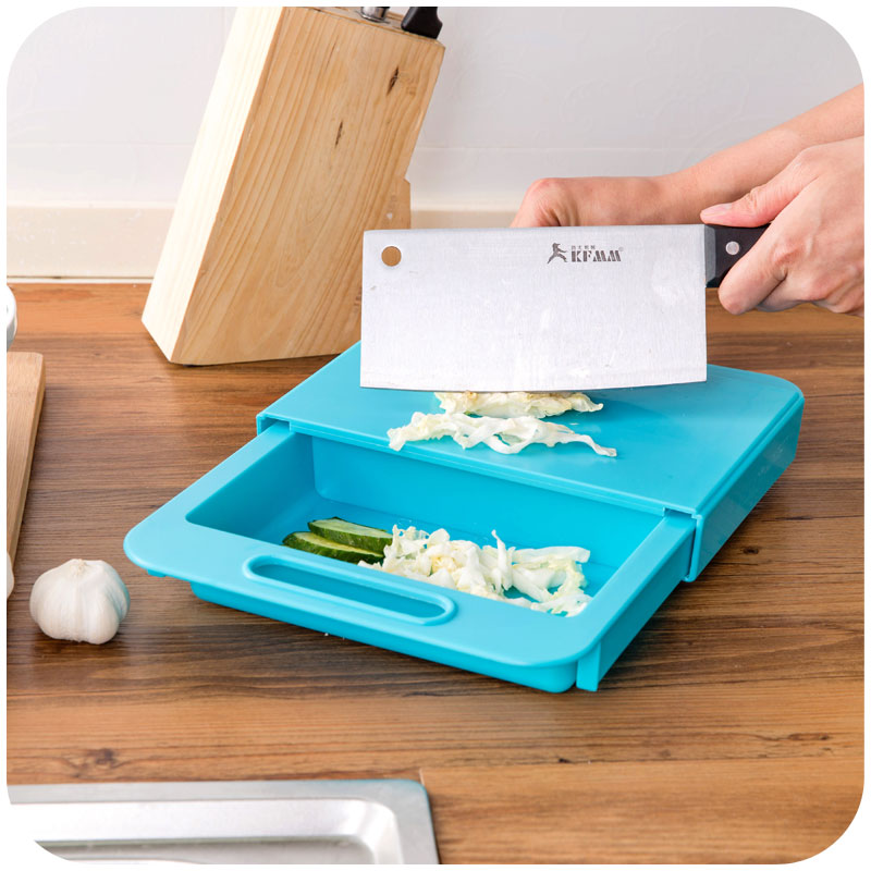 2-in-1 Cutting Board with Collapsible Drain Basket