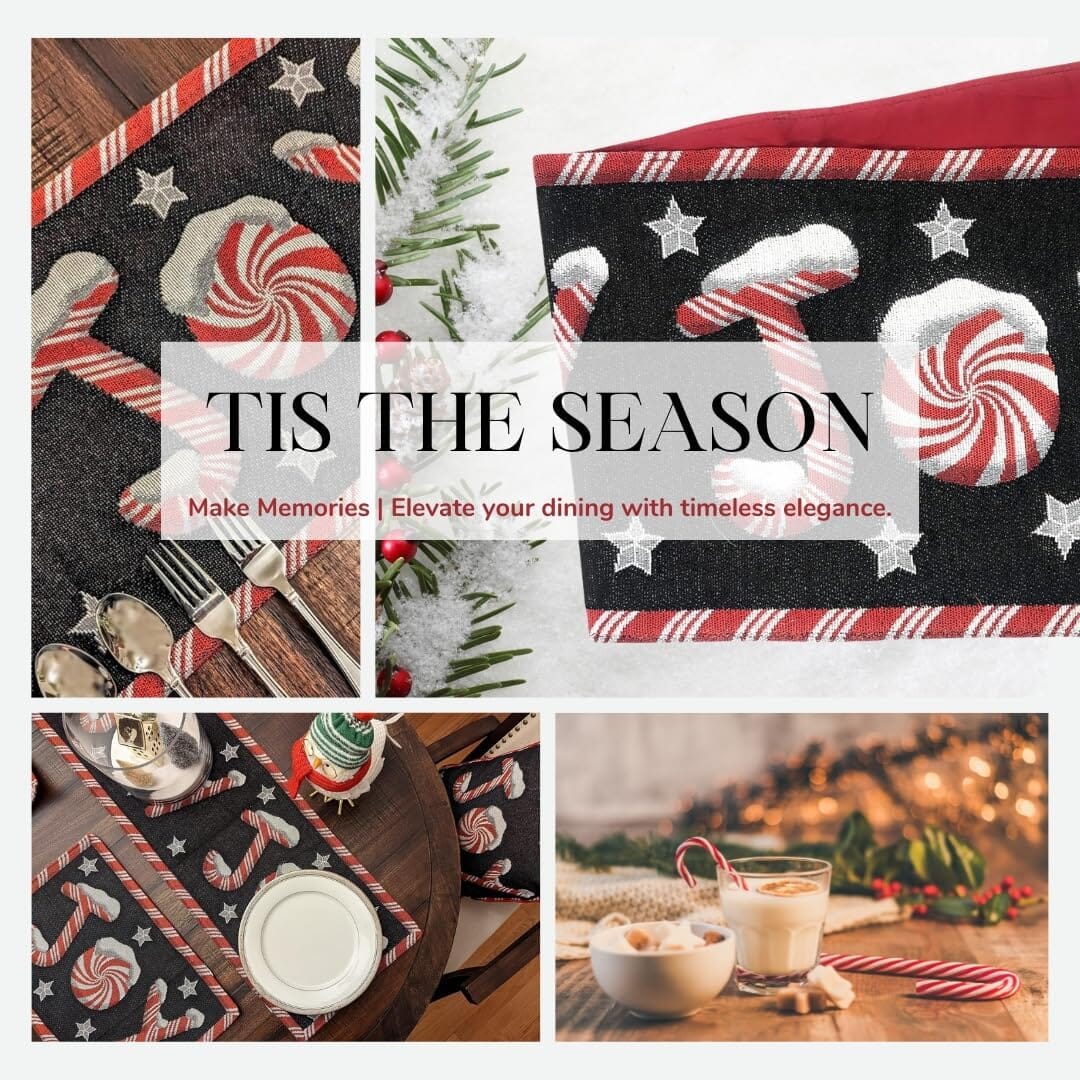 Peppermint Joy Christmas Tapestry Table Runner