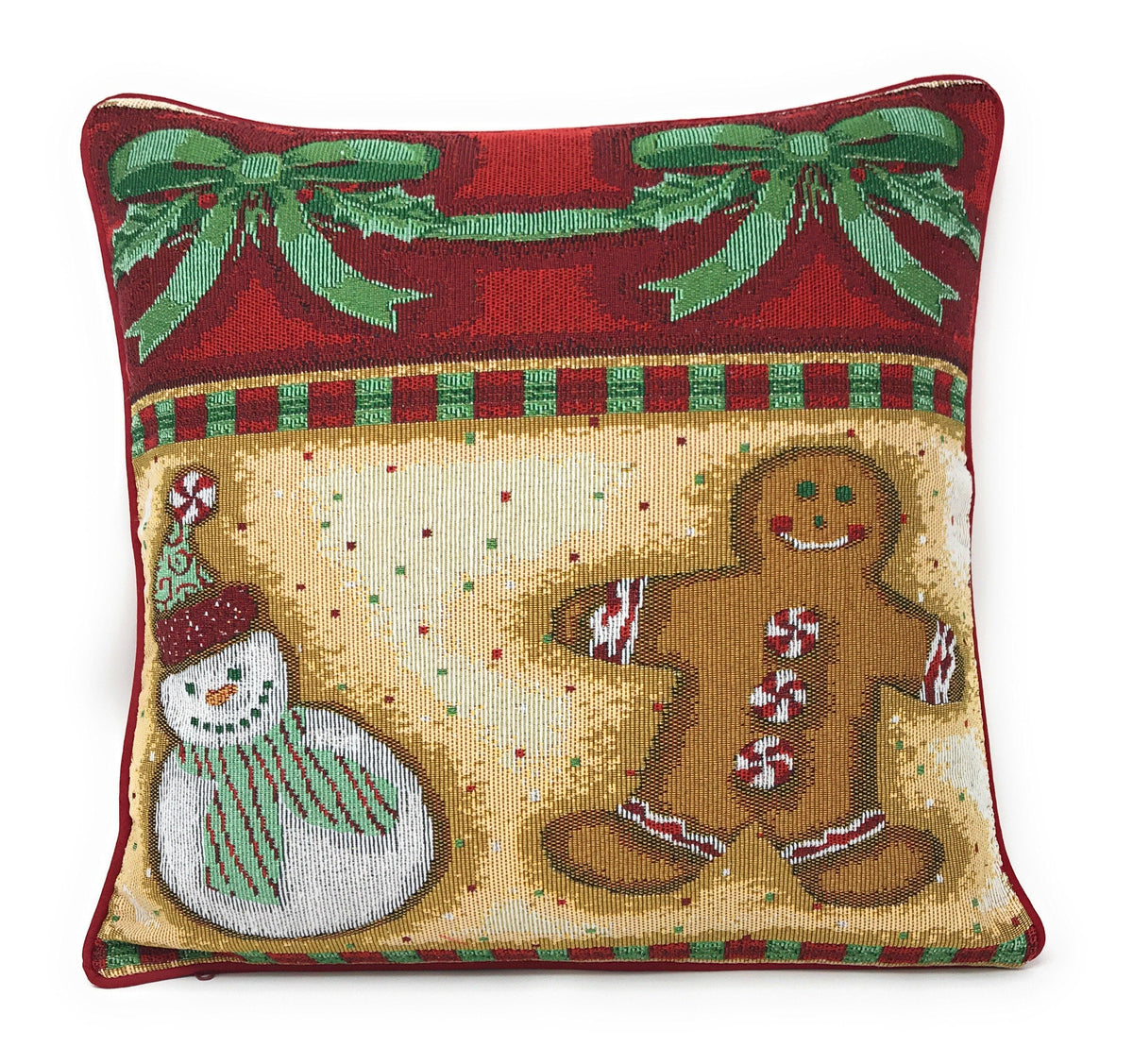 Christmas Tapestry Pillow Covers — Set of 4, 16 × 16 in