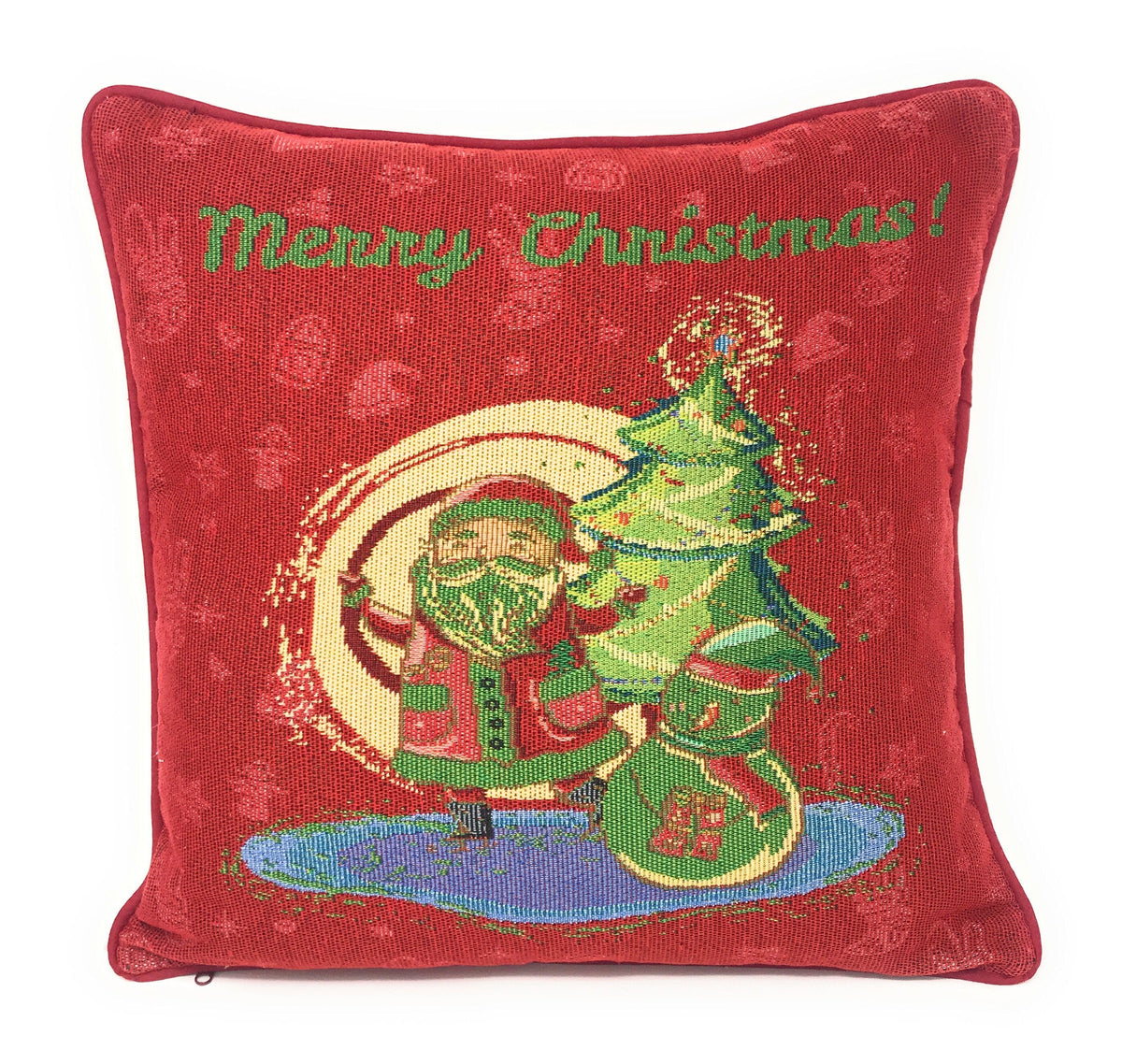 Christmas Tapestry Pillow Covers — Set of 4, 16 × 16 in