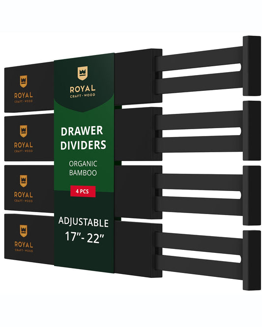 Adjustable Bamboo Drawer Dividers, Set of 4 – Black