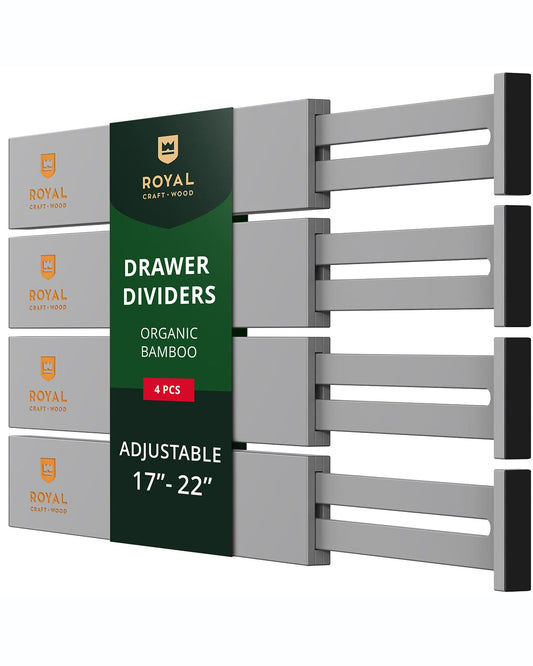 Adjustable Bamboo Drawer Dividers – Gray, 4-Pack