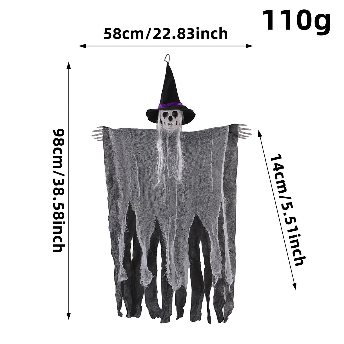 Halloween Skull Witch Hanging Ornament