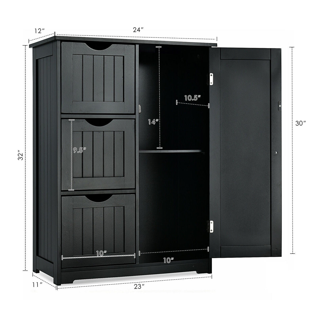 3-Drawer Bathroom Floor Cabinet