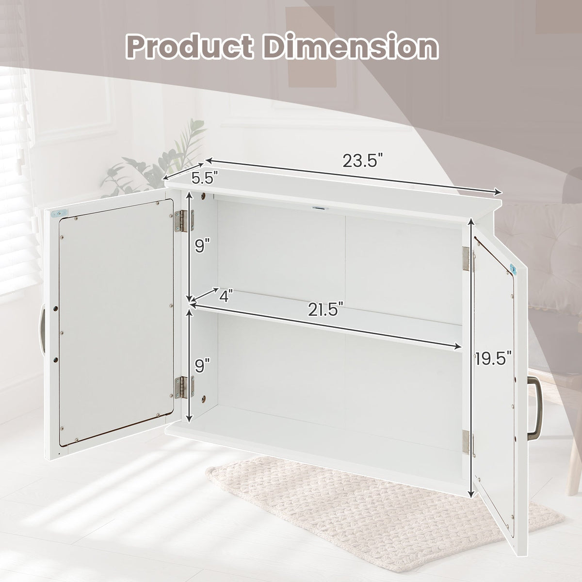 2-Tier Mirrored Bathroom Wall Cabinet