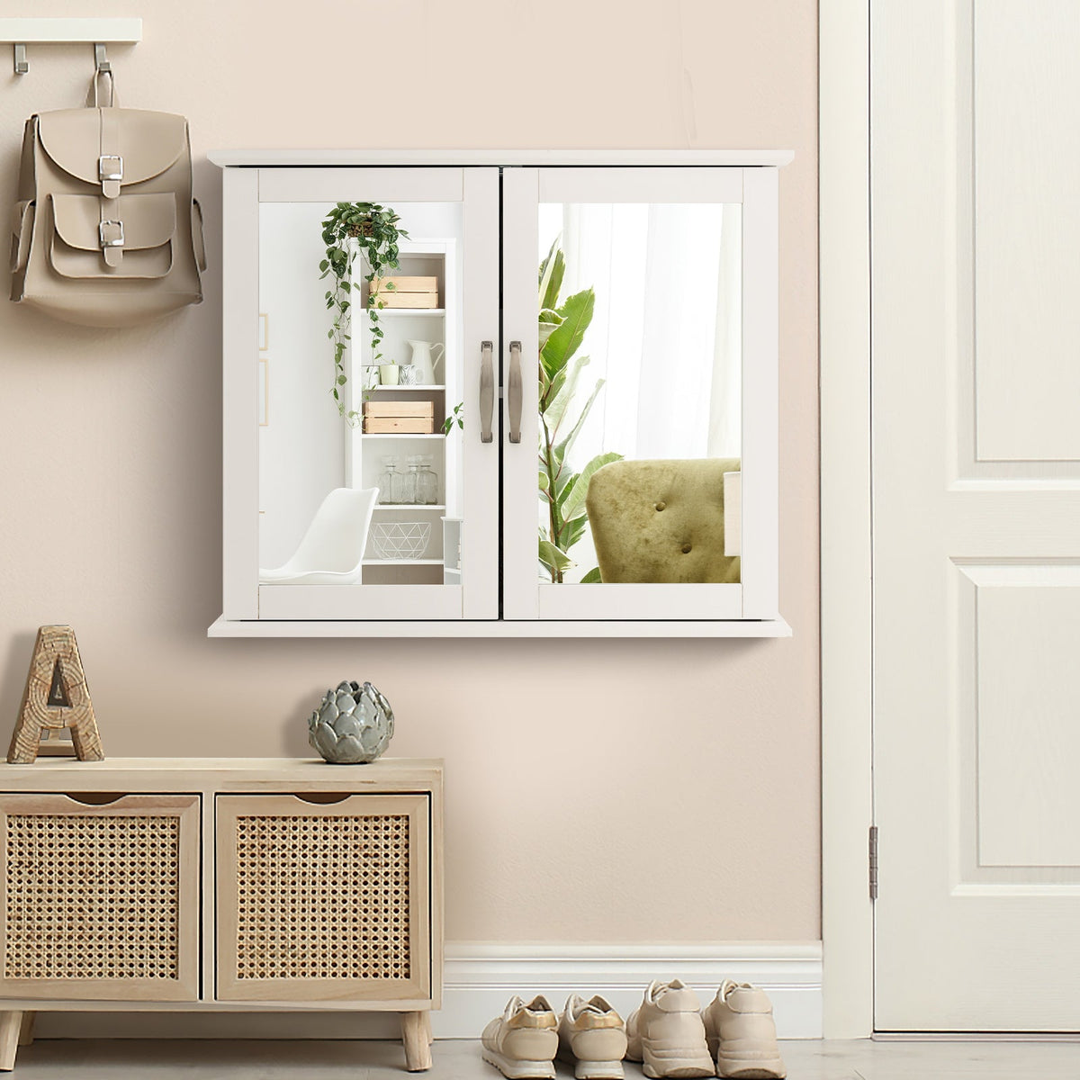 2-Tier Mirrored Bathroom Wall Cabinet