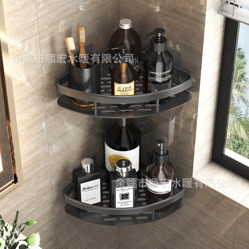 Black Aluminum No-Drill Corner Shelf