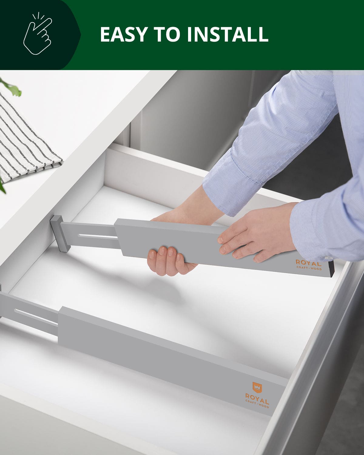 Adjustable Bamboo Drawer Dividers – Gray, 4-Pack