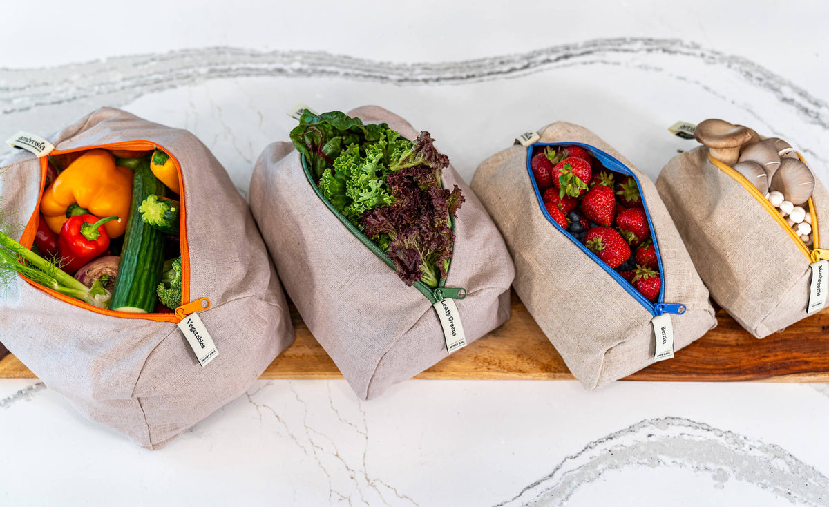 Ambrosia Reusable Linen Produce Bags — Complete 4-Bag Set
