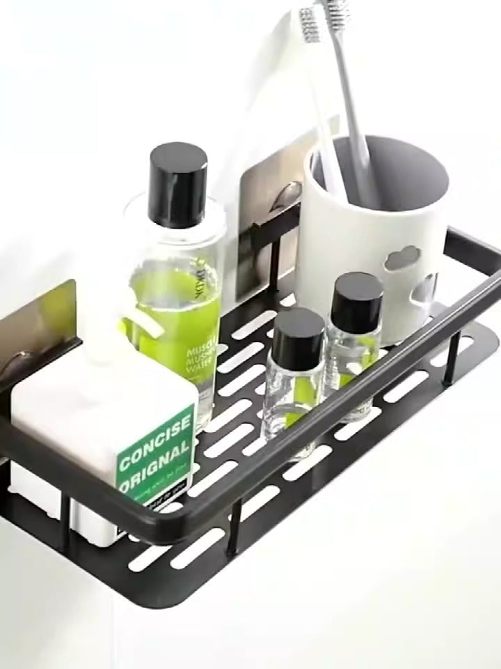 Black Aluminum No-Drill Corner Shelf