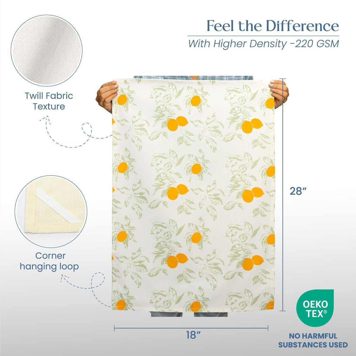 Lemon-Print Cotton Kitchen Towels – Set of 2