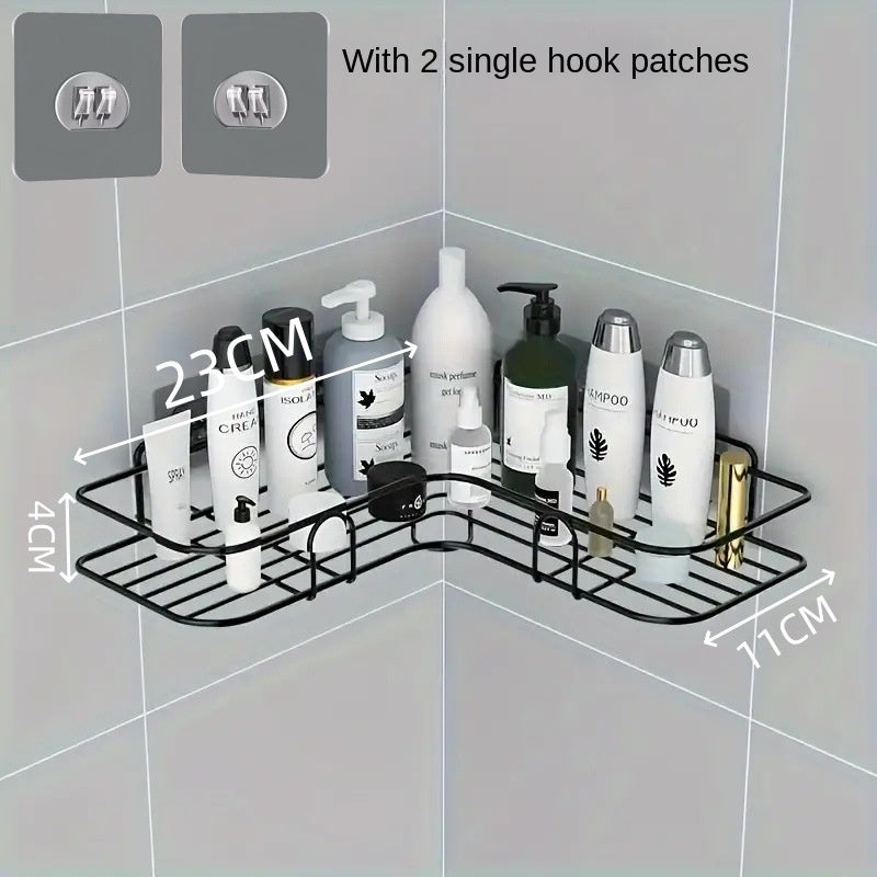 No-Drill Bathroom Corner Storage Rack