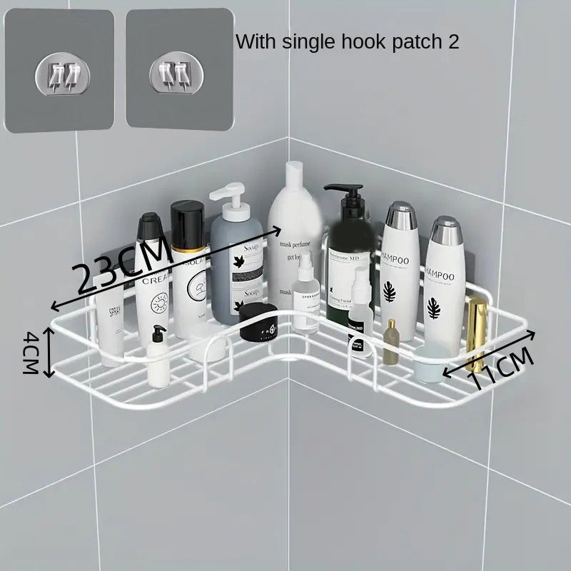 No-Drill Bathroom Corner Storage Rack