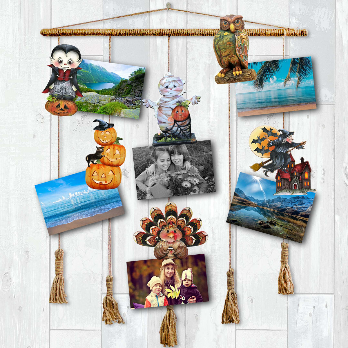 Happy Halloween Eco-Wood Clip-On Ornaments – Set of 6