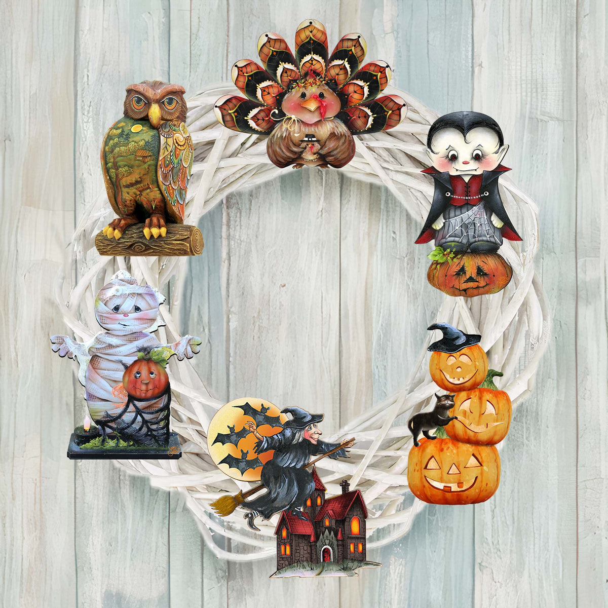 Happy Halloween Eco-Wood Clip-On Ornaments – Set of 6