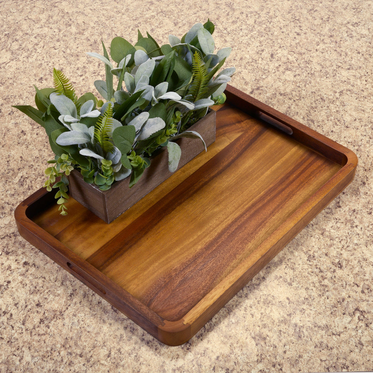 Large Acacia Wood Serving Tray – 20 × 15 in