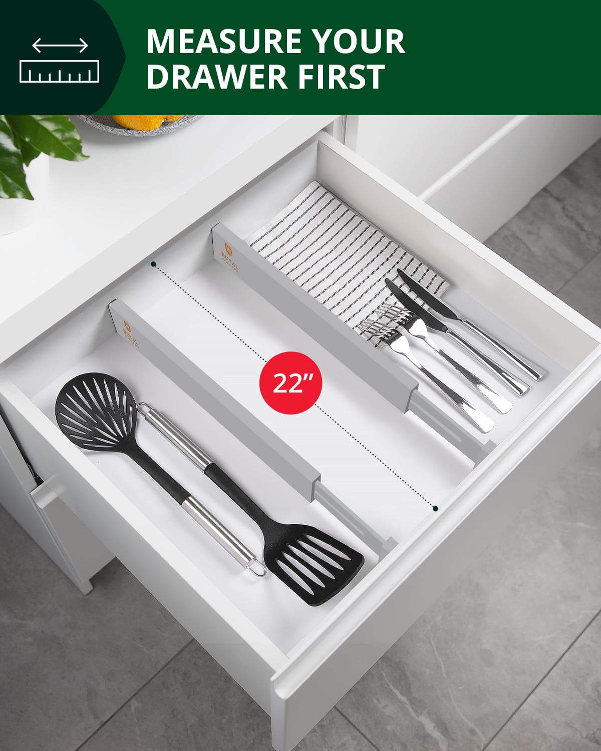 Adjustable Bamboo Drawer Dividers – Gray, 4-Pack