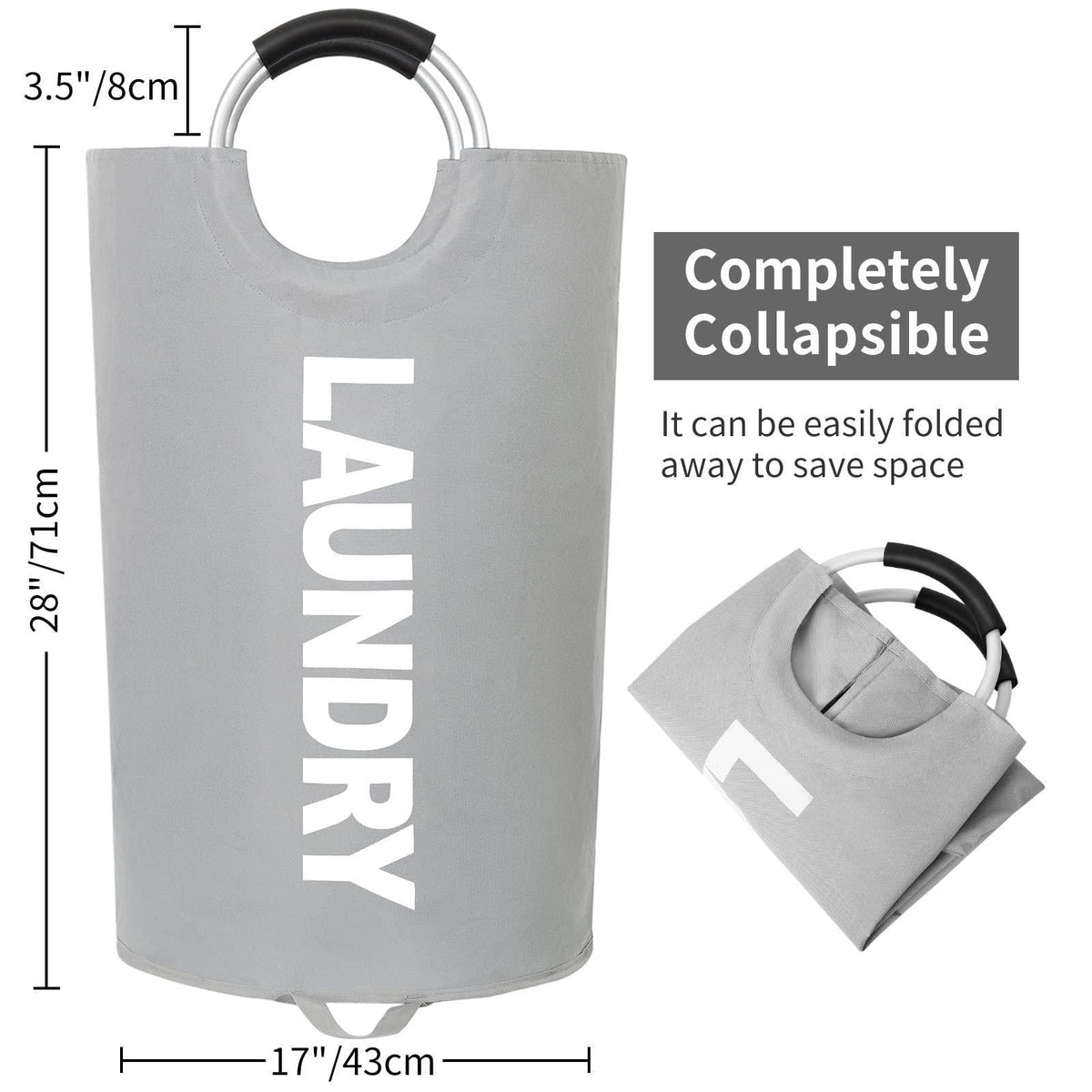 115L Collapsible Laundry Hamper — Light Gray