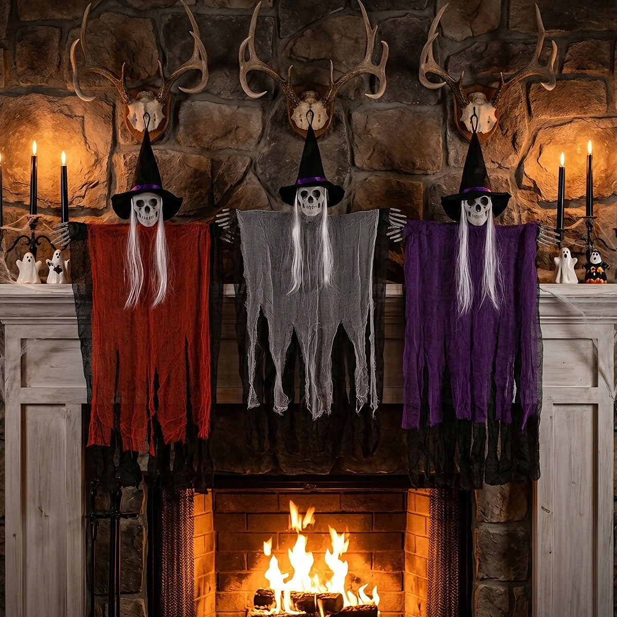Halloween Skull Witch Hanging Ornament