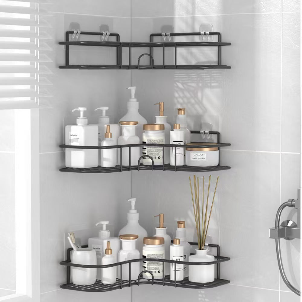 No-Drill Bathroom Corner Storage Rack