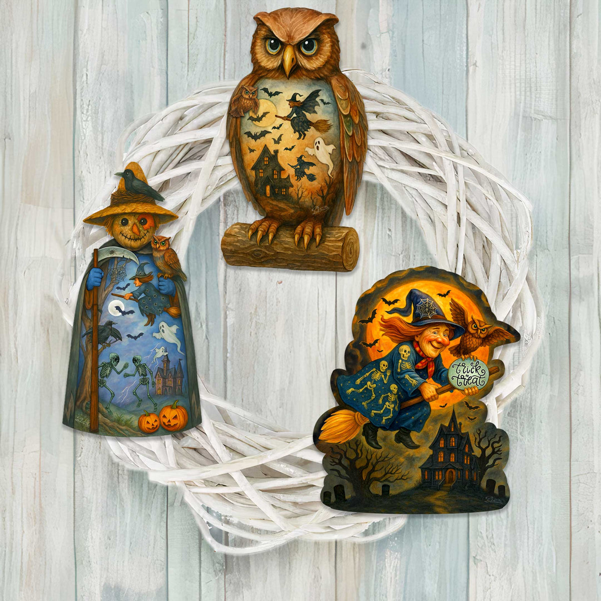 Halloween Eco-Wood Clip-On Ornaments – Set of 3