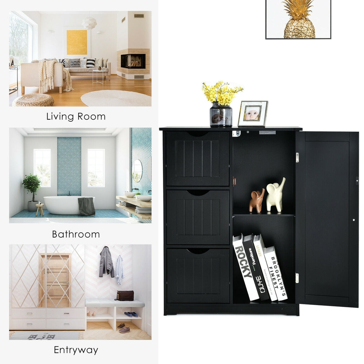 3-Drawer Bathroom Floor Cabinet