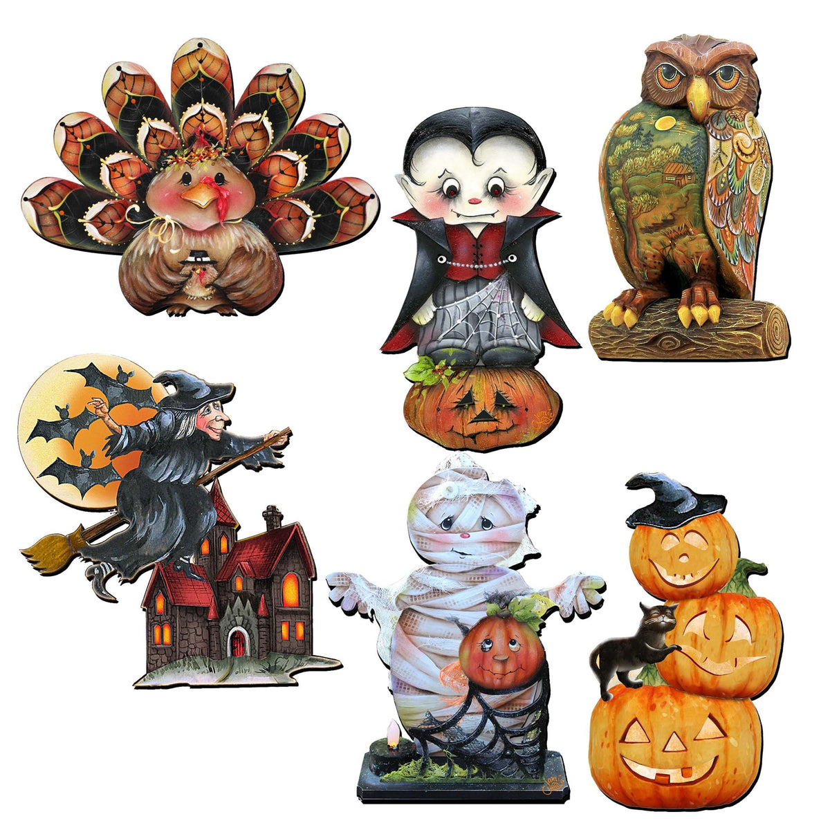 Happy Halloween Eco-Wood Clip-On Ornaments – Set of 6