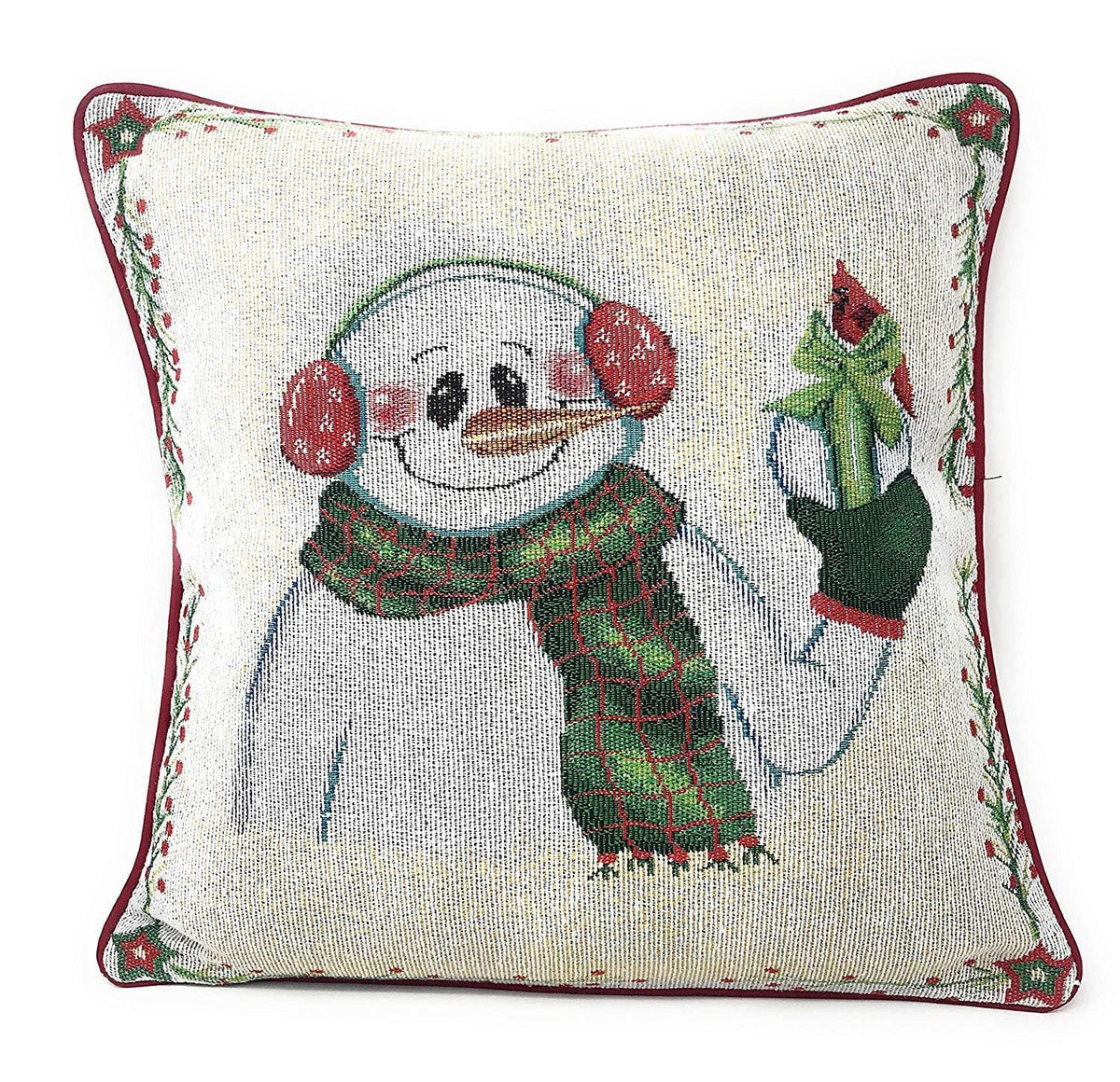 Christmas Tapestry Pillow Covers — Set of 4, 16 × 16 in