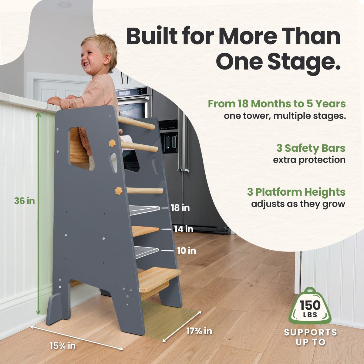 Adjustable Montessori Toddler Tower