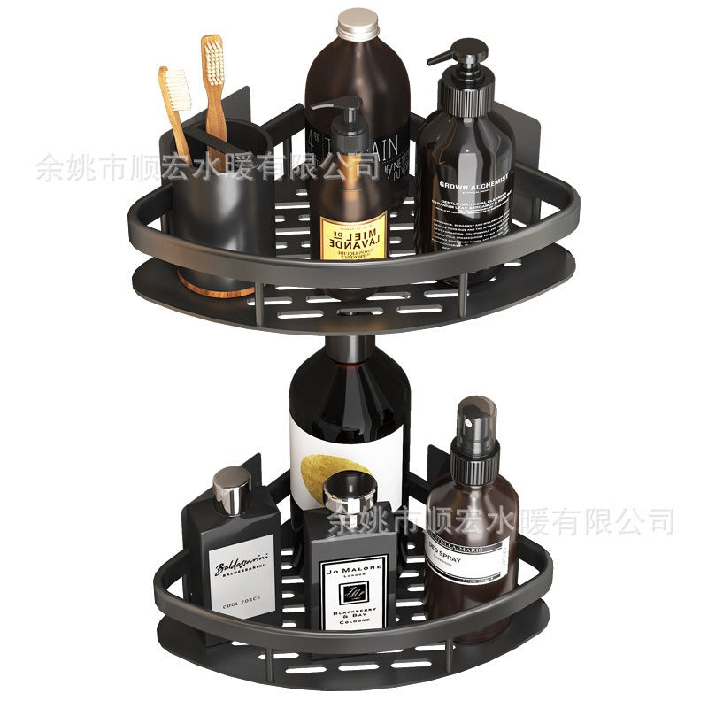 Black Aluminum No-Drill Corner Shelf