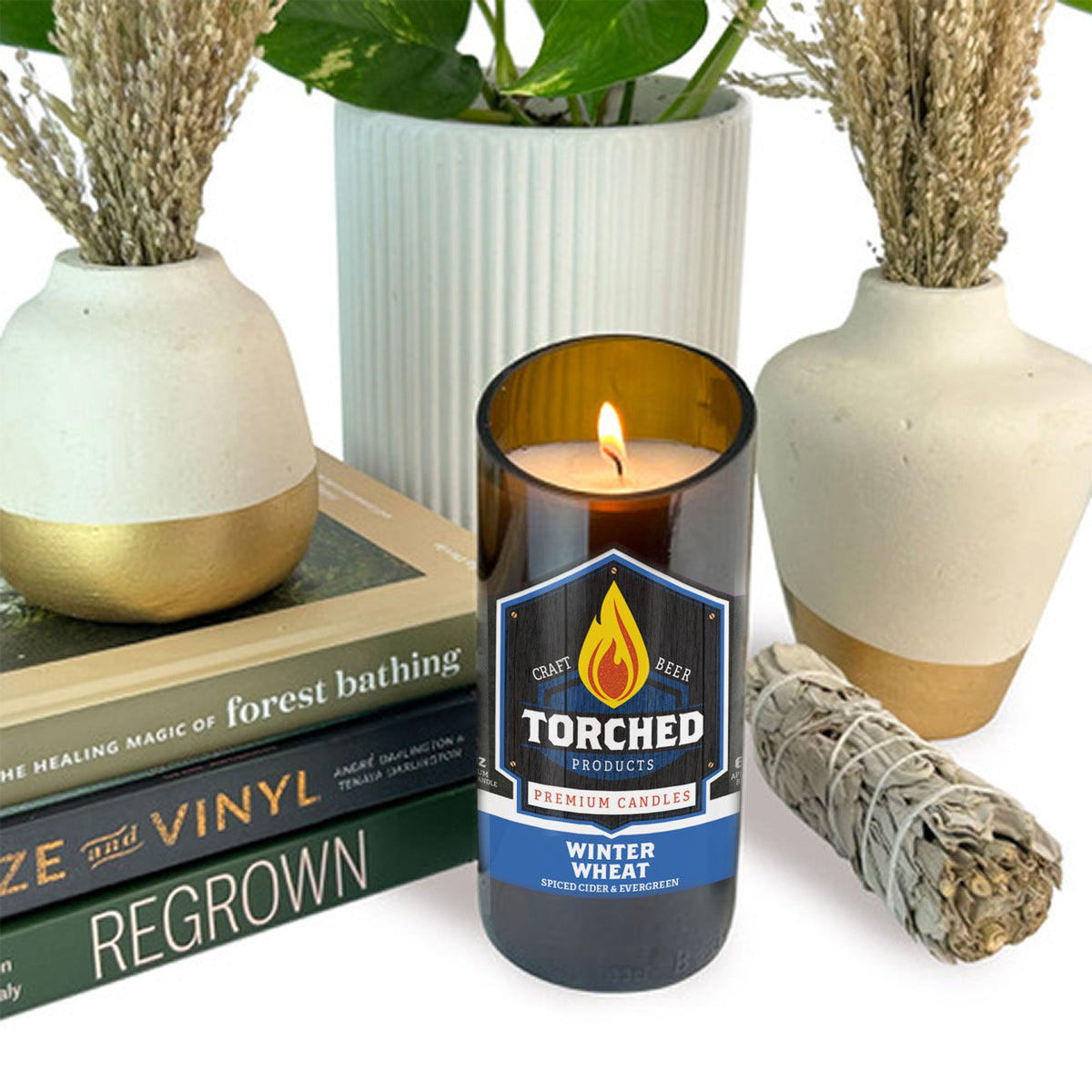 Winter Wheat Soy Wax Beer Bottle Candle