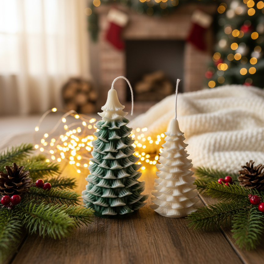 Christmas Tree Candle | Sculptural Soy Wax Holiday Decor