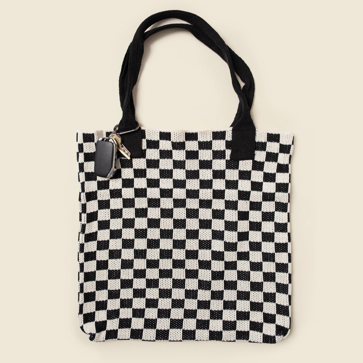 CASUPO Black & White Checkered Cotton Tote