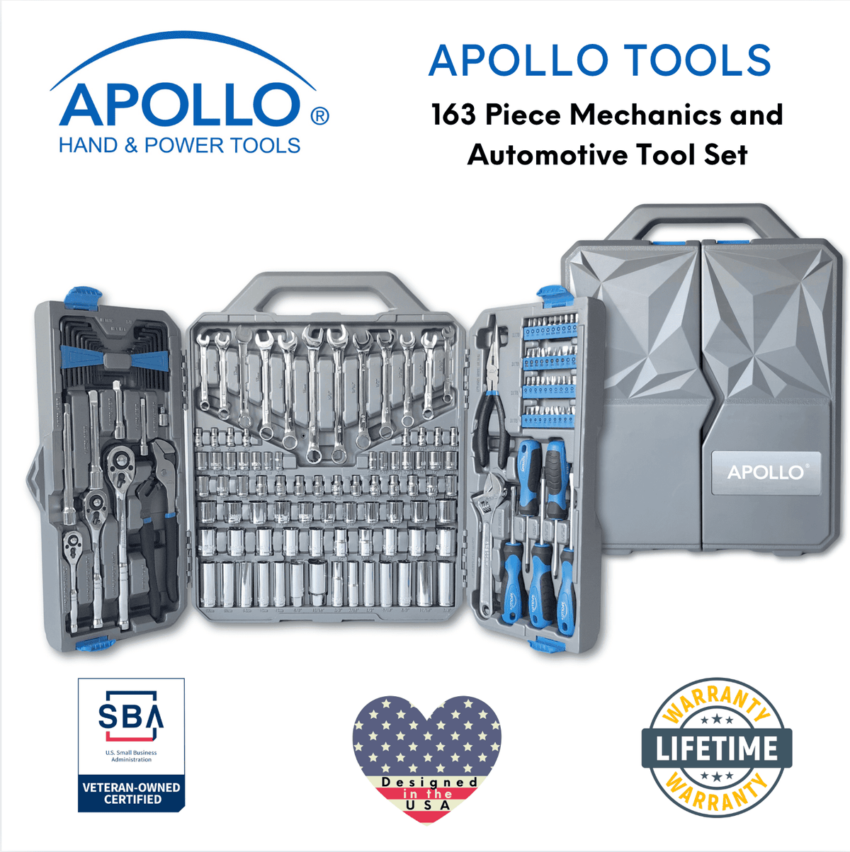 Apollo 163-Piece SAE & Metric Mechanics Tool Kit