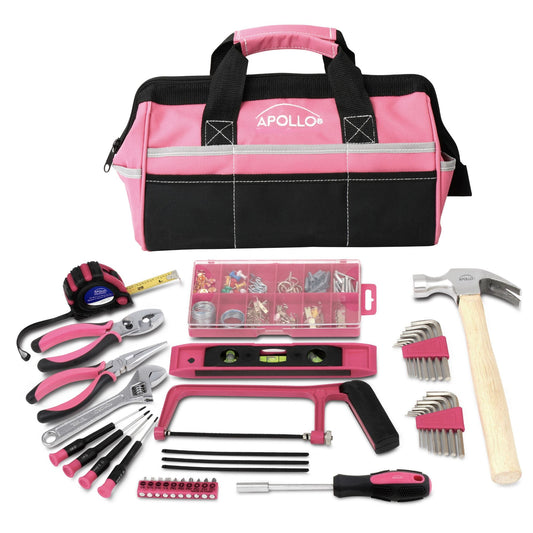 Apollo 201-Piece Pink Household Tool Kit with Bag