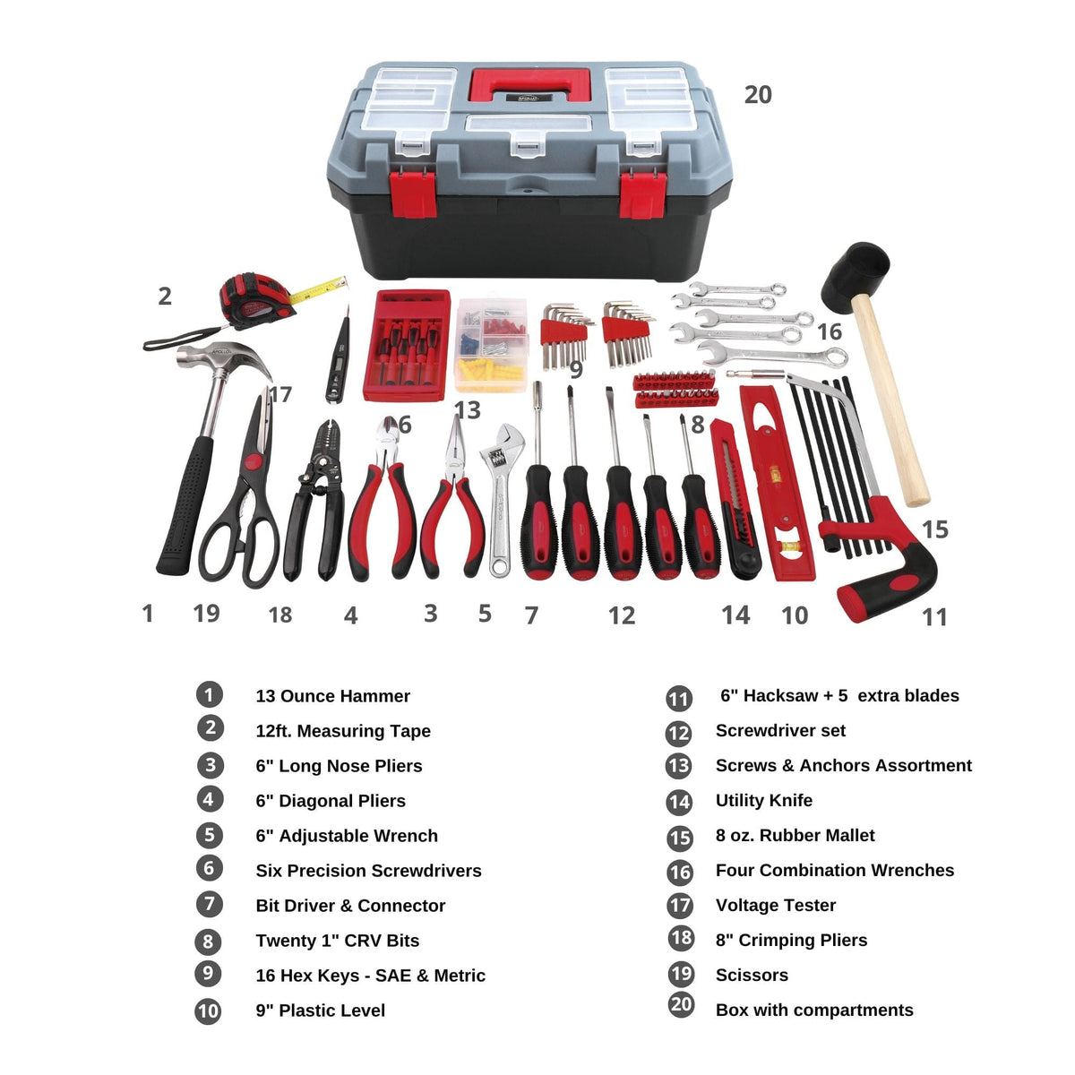Apollo 170-Piece Household Tool Kit with Toolbox