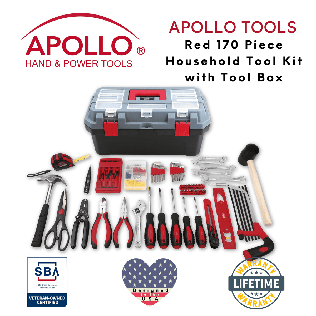 Apollo 170-Piece Household Tool Kit with Toolbox