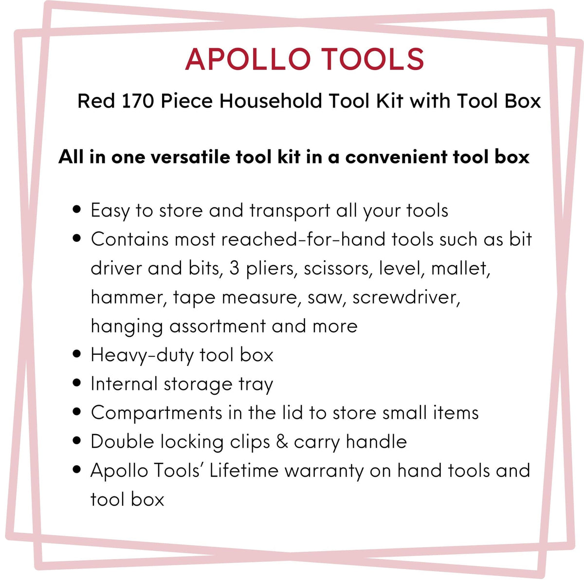 Apollo 170-Piece Household Tool Kit with Toolbox