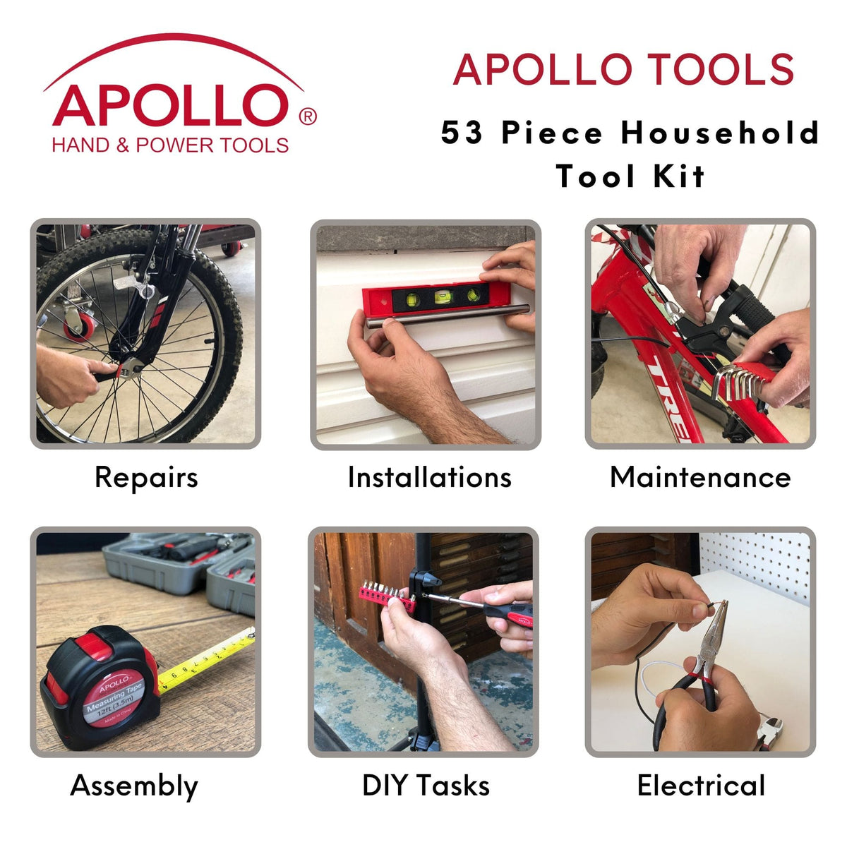 Apollo 53-Piece Household Tool Kit