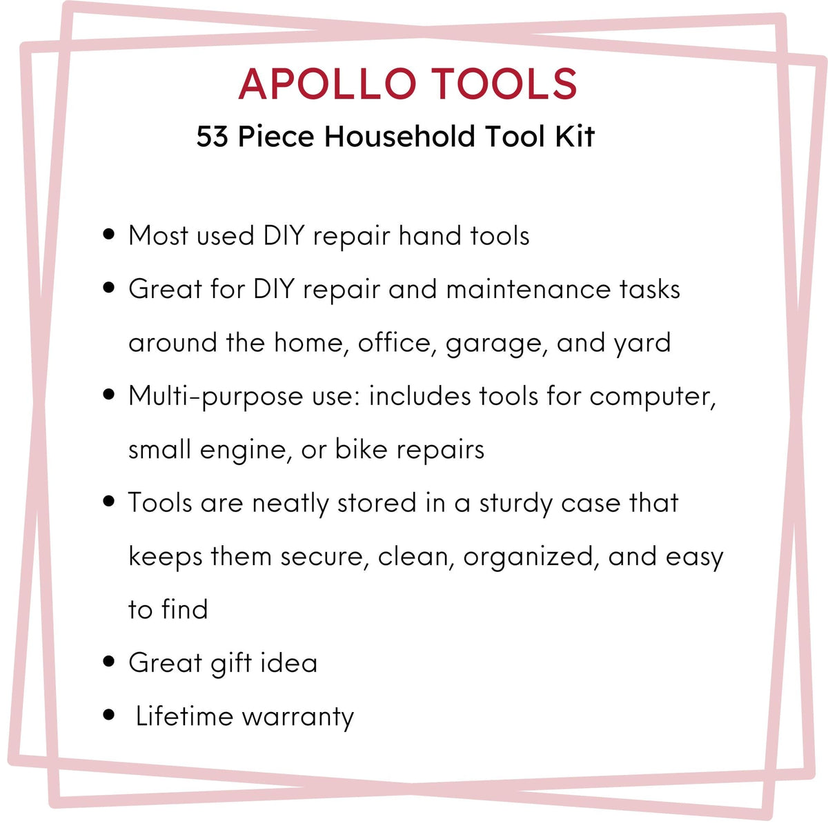 Apollo 53-Piece Household Tool Kit