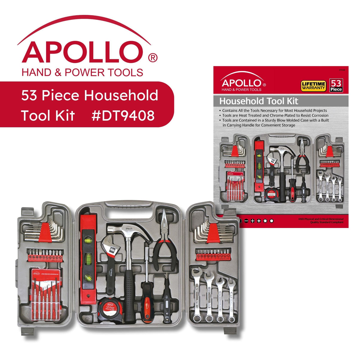 Apollo 53-Piece Household Tool Kit